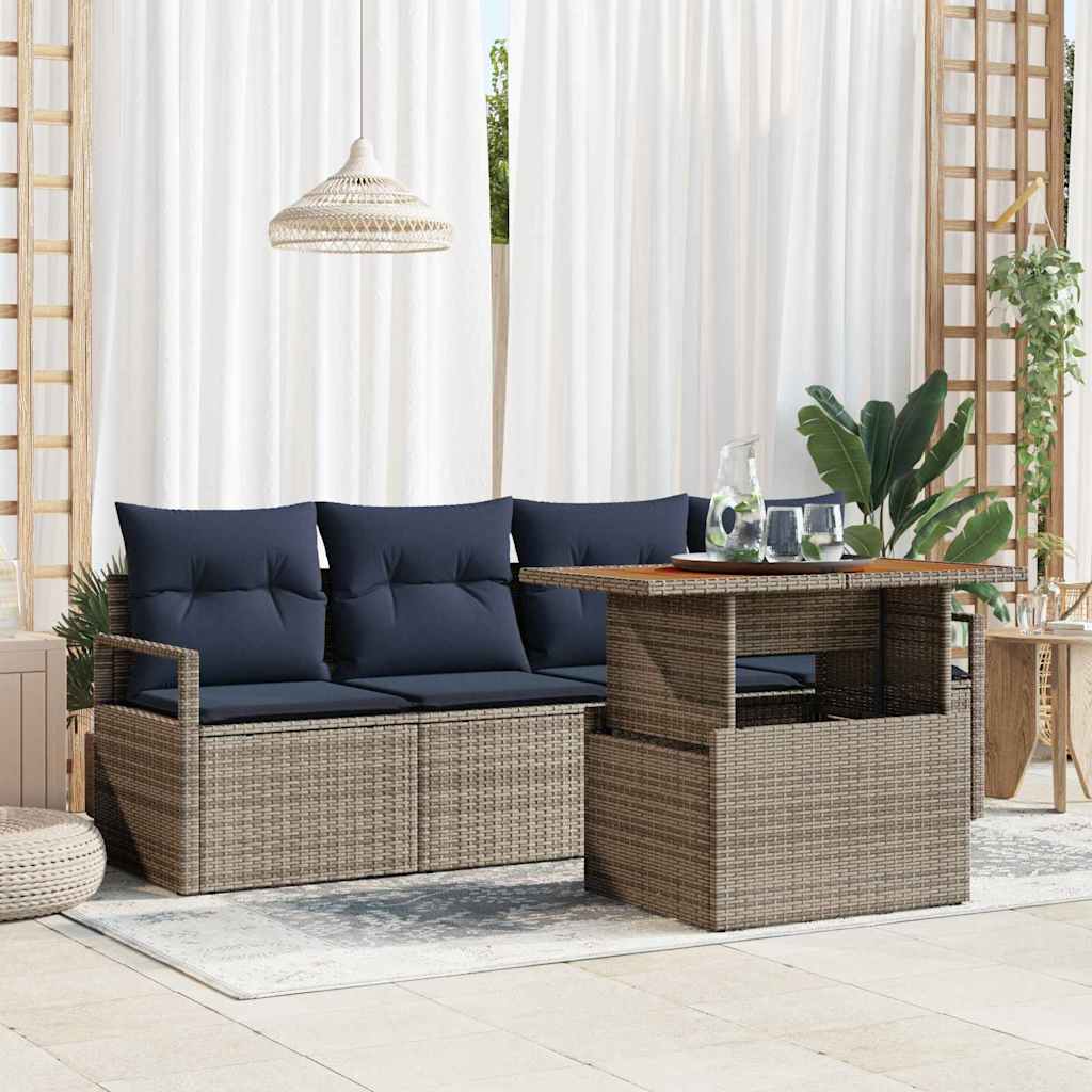 Tuin Sofa Set met kussen 5 pcs grijs en marineblauw is nu te koop bij PeponiXL, paradijselijk wonen!
