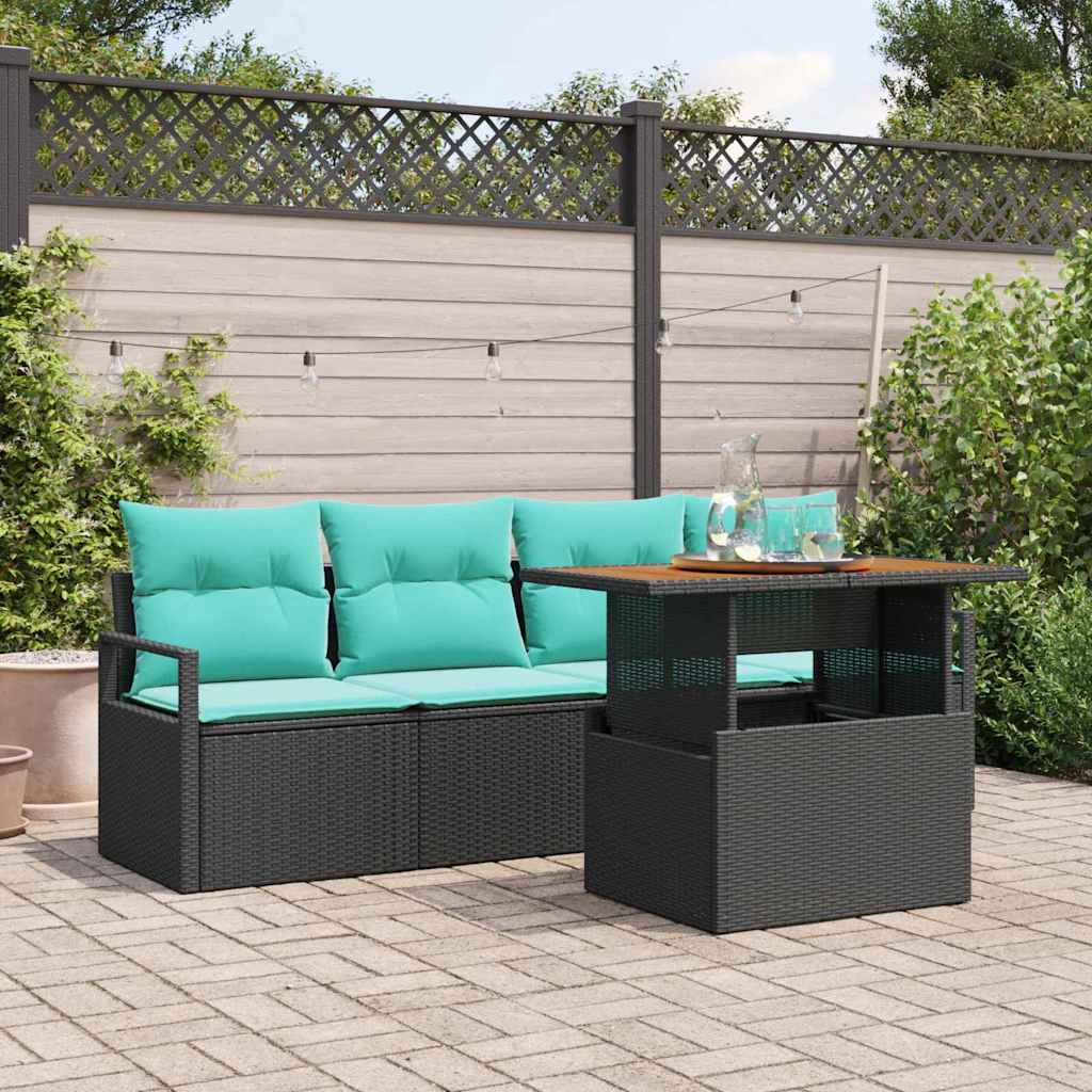 Tuin Sofa Set met kussen 5 pcs Zwart en blauw is nu te koop bij PeponiXL, paradijselijk wonen!