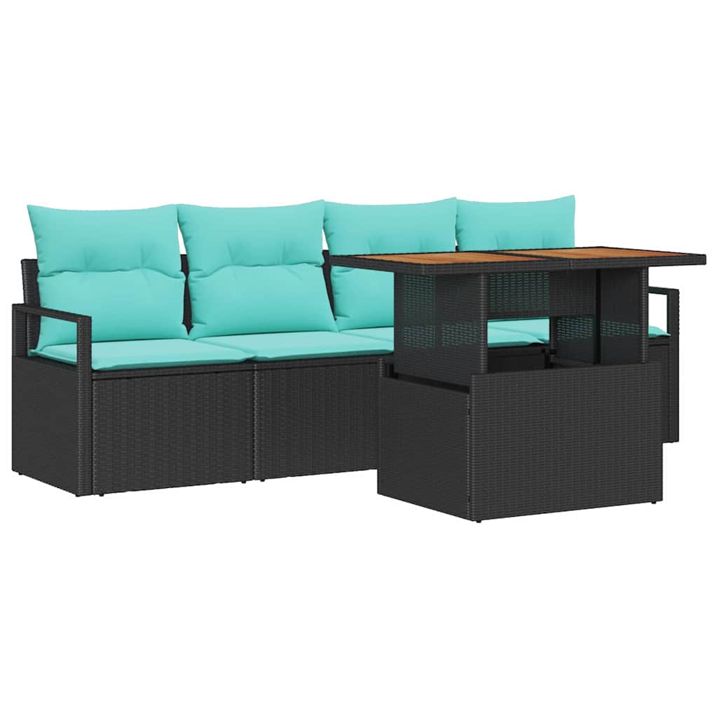 Tuin Sofa Set met kussen 5 pcs Zwart en blauw is nu te koop bij PeponiXL, paradijselijk wonen!