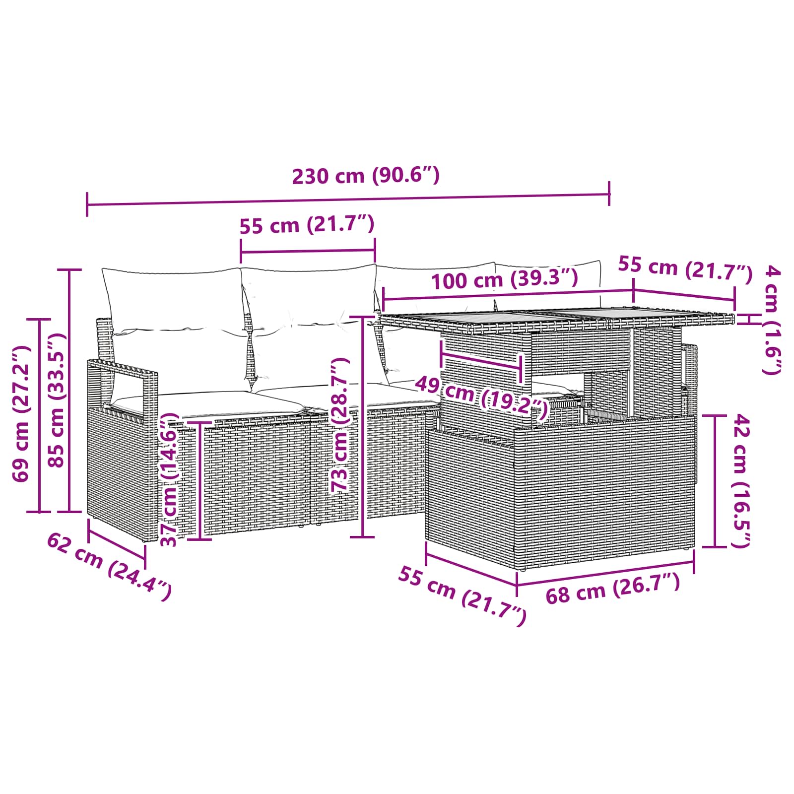 Tuin Sofa Set met kussen 5 pcs Zwart en blauw is nu te koop bij PeponiXL, paradijselijk wonen!