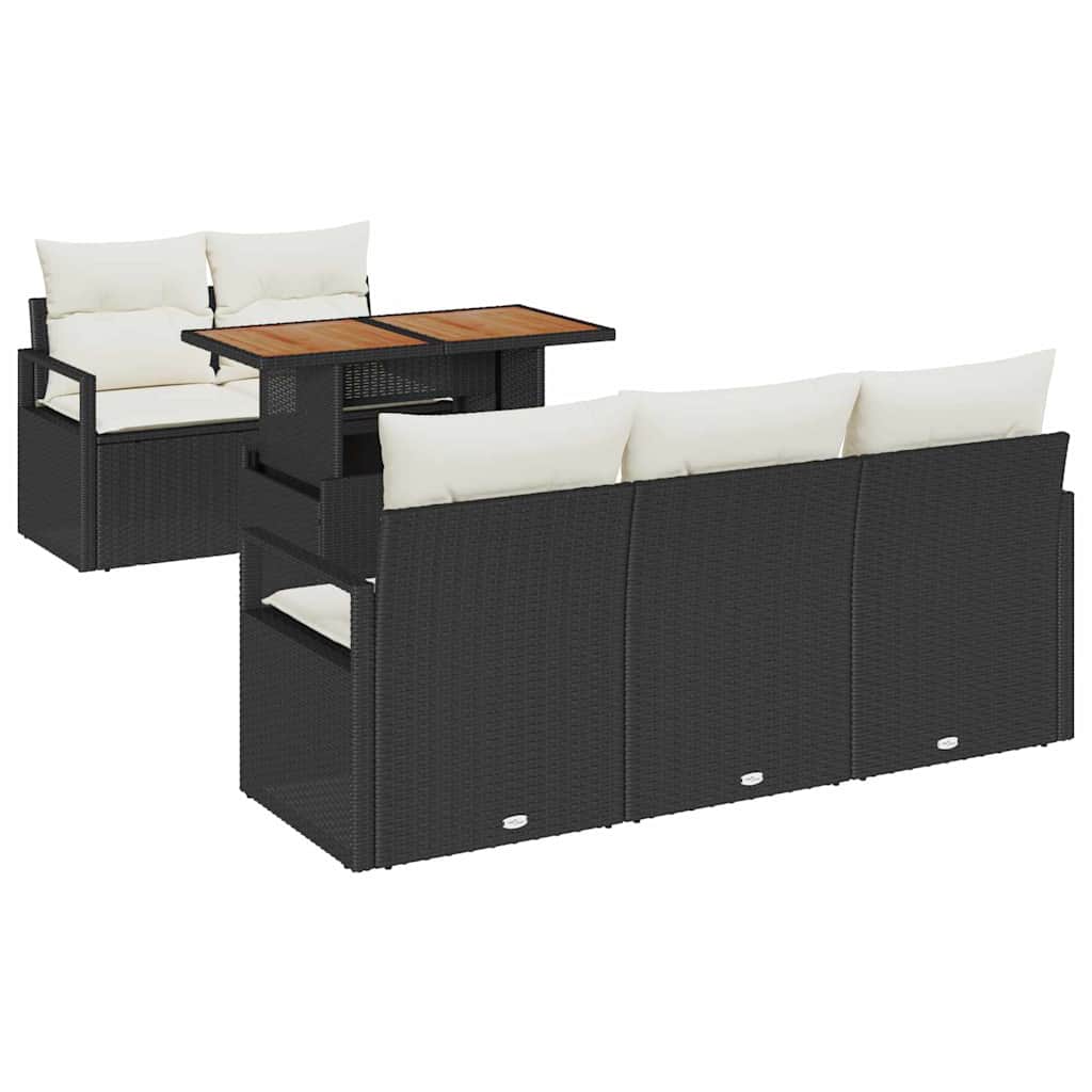 Tuin Sofa Set met kussen 6 pcs Zwart en crème is nu te koop bij PeponiXL, paradijselijk wonen!