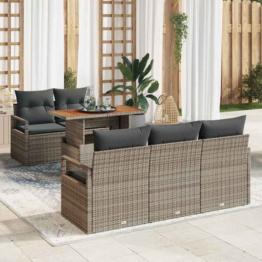 Tuin Sofa Set met kussen 6 pcs Grijs is nu te koop bij PeponiXL, paradijselijk wonen!