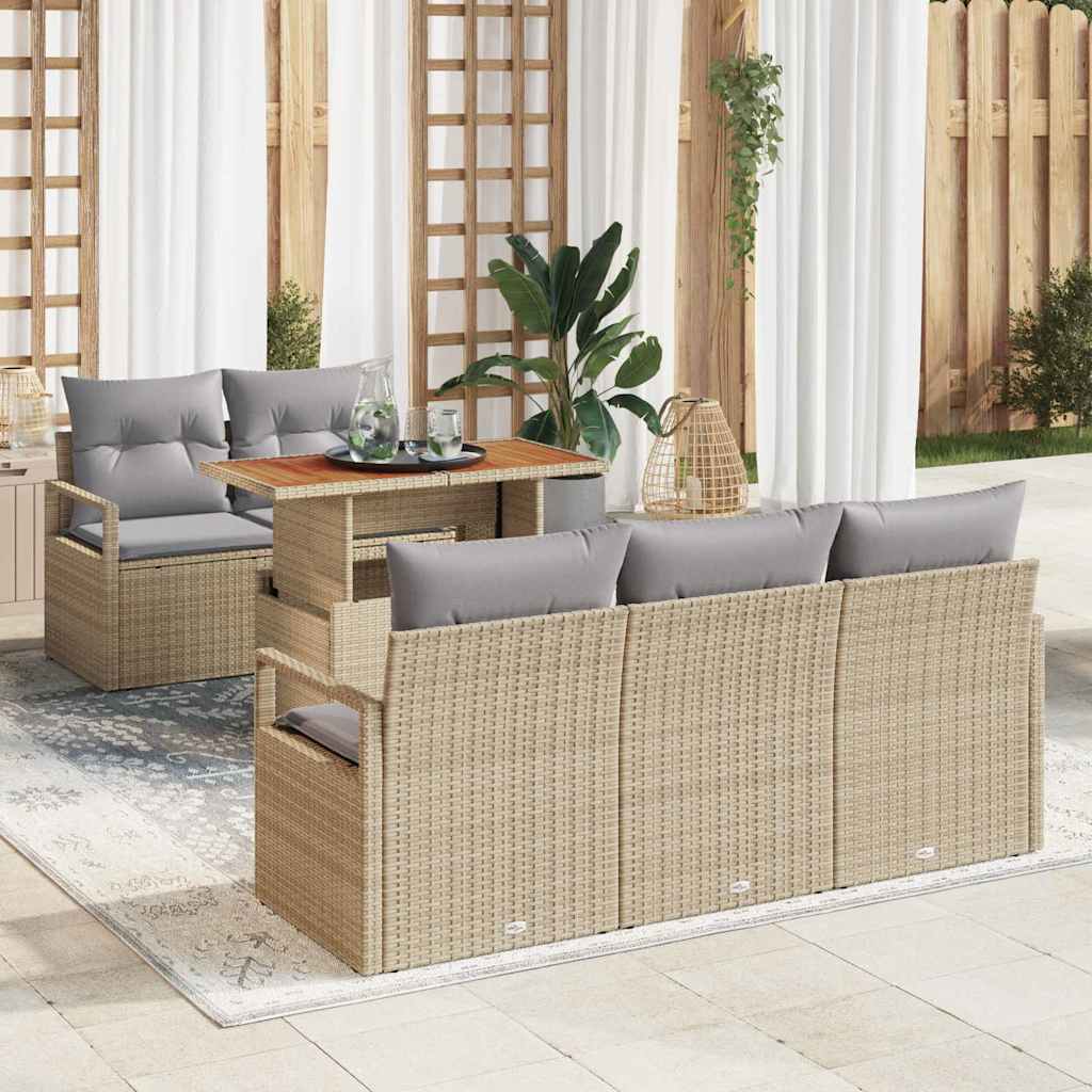 Tuin Sofa Set met kussen 6 pcs beige en lichtgrijs is nu te koop bij PeponiXL, paradijselijk wonen!