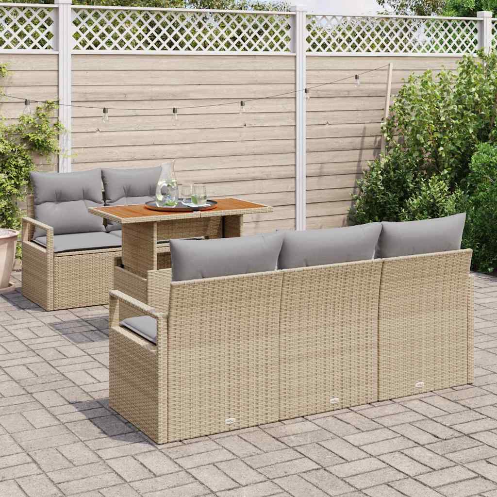 Tuin Sofa Set met kussen 6 pcs beige en lichtgrijs is nu te koop bij PeponiXL, paradijselijk wonen!