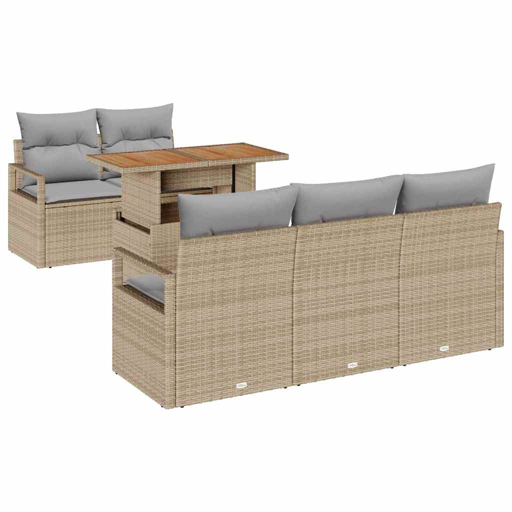 Tuin Sofa Set met kussen 6 pcs beige en lichtgrijs is nu te koop bij PeponiXL, paradijselijk wonen!