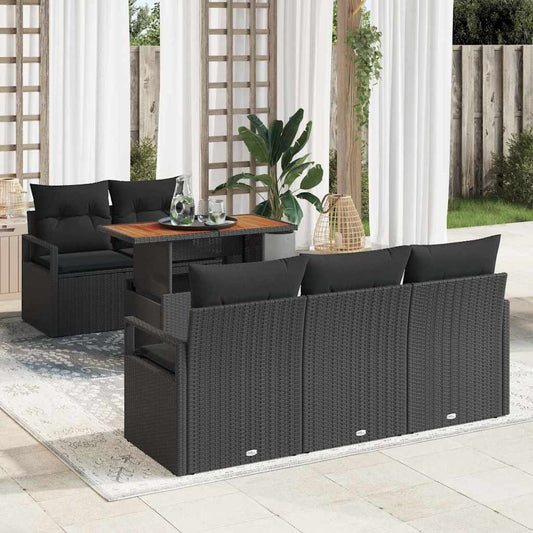 Tuin Sofa Set met kussen 6 pcs Zwart is nu te koop bij PeponiXL, paradijselijk wonen!
