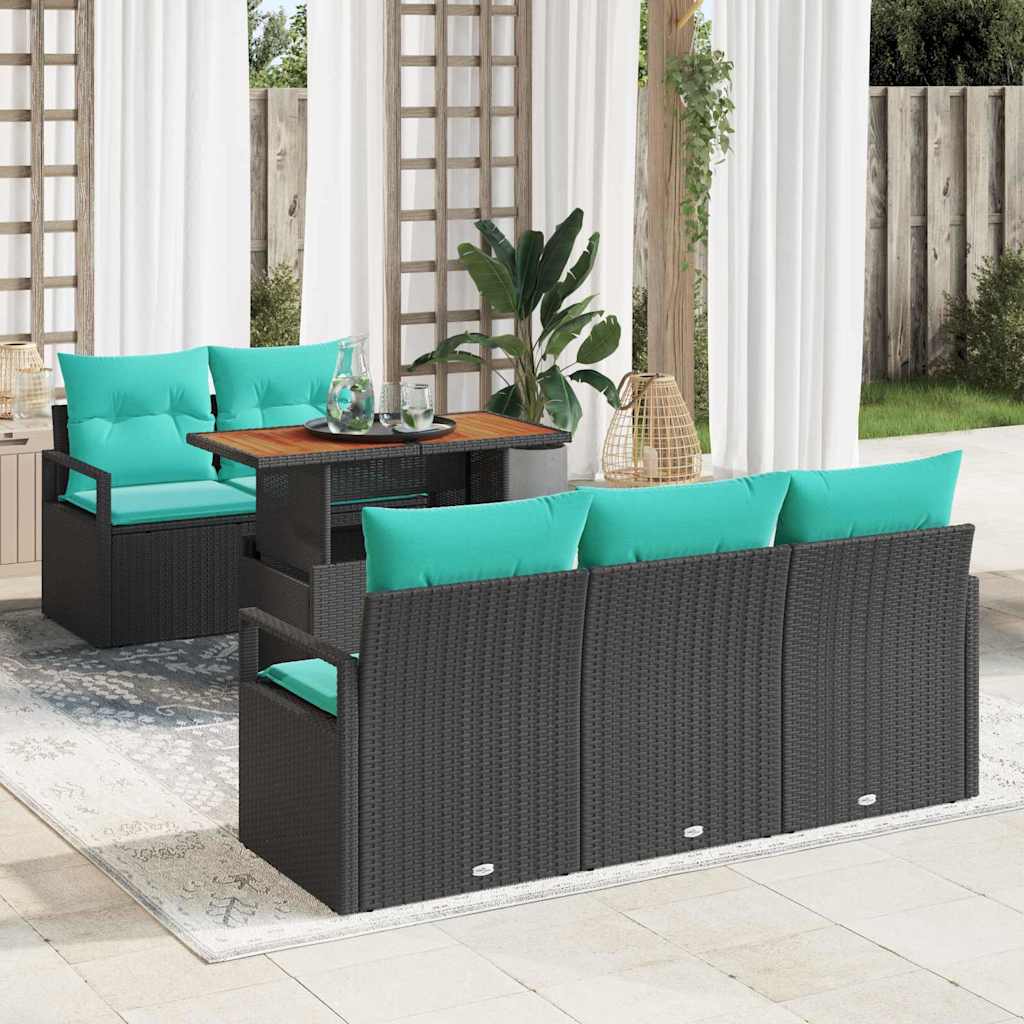 Tuin Sofa Set met kussen 6 pcs Zwart en blauw is nu te koop bij PeponiXL, paradijselijk wonen!