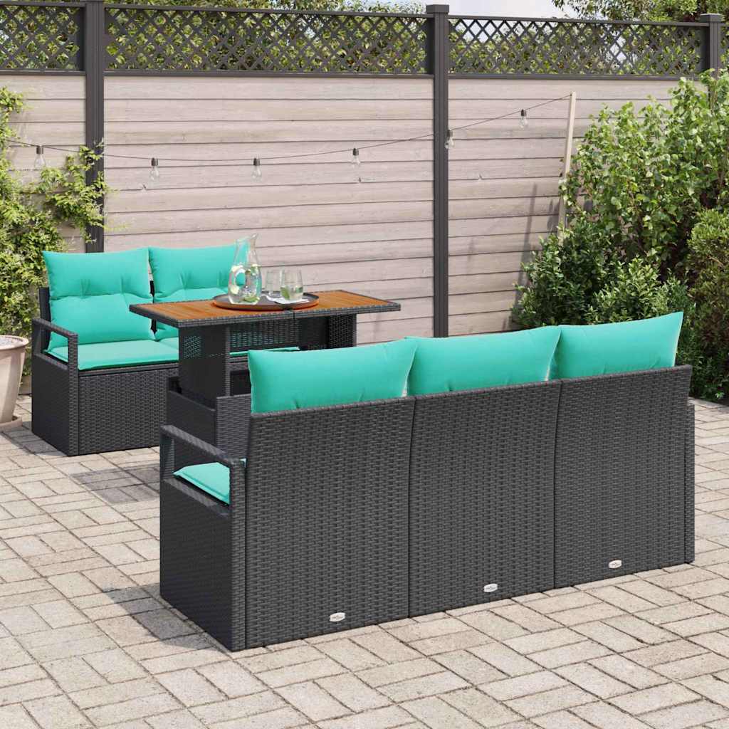 Tuin Sofa Set met kussen 6 pcs Zwart en blauw is nu te koop bij PeponiXL, paradijselijk wonen!