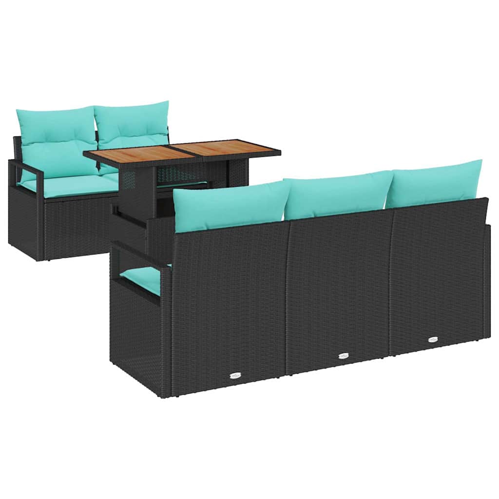 Tuin Sofa Set met kussen 6 pcs Zwart en blauw is nu te koop bij PeponiXL, paradijselijk wonen!