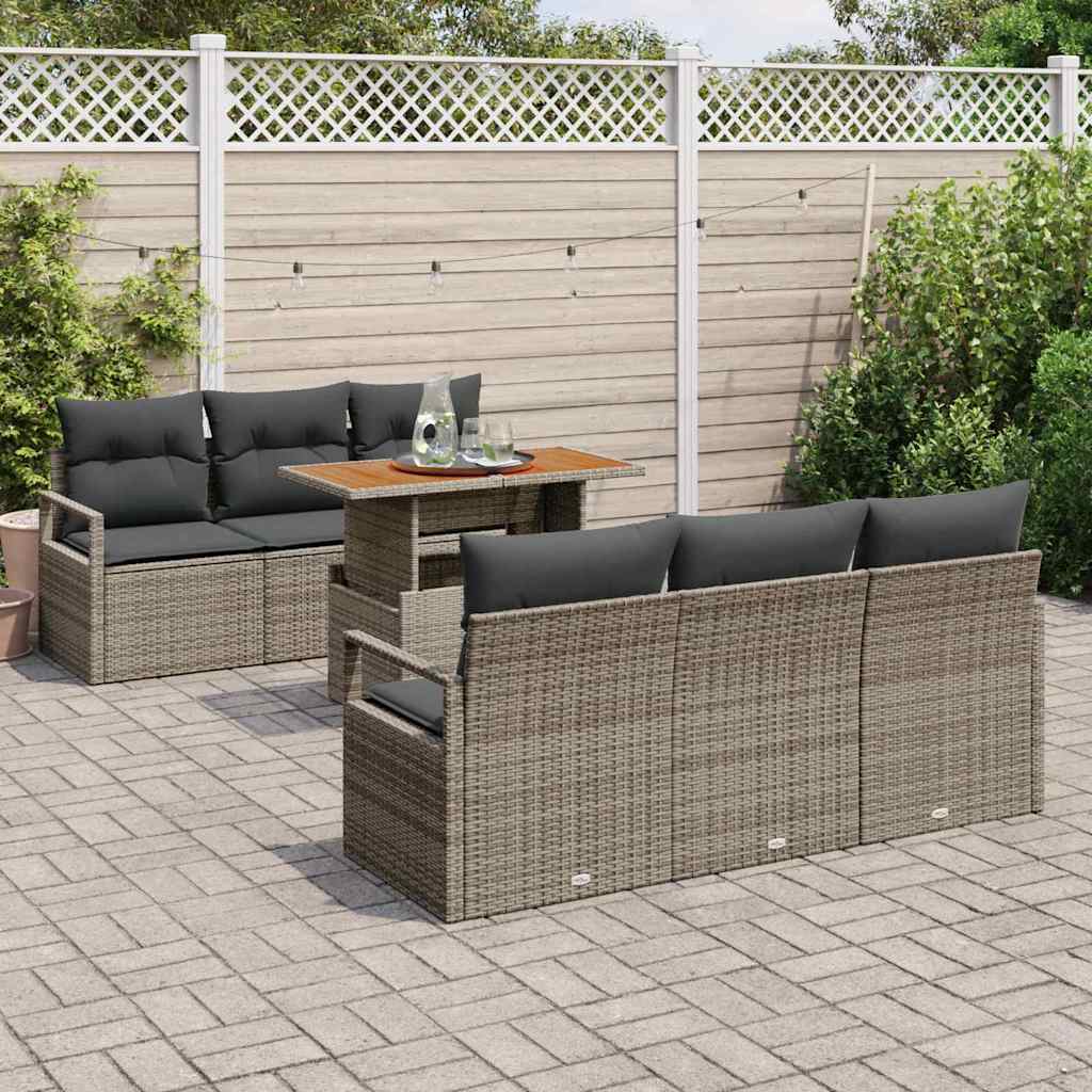 Tuin Sofa Set met kussen 7 pcs Grijs is nu te koop bij PeponiXL, paradijselijk wonen!