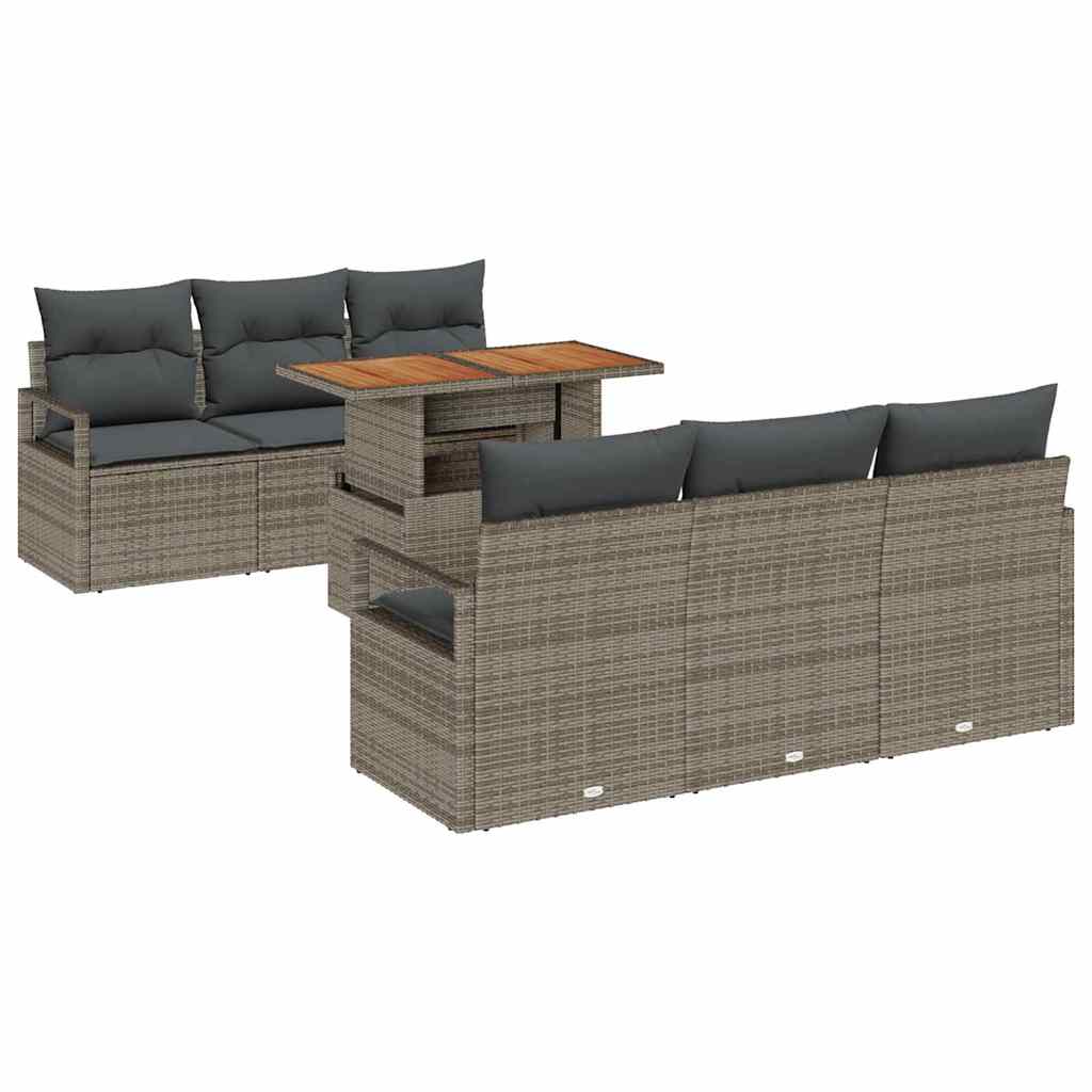 Tuin Sofa Set met kussen 7 pcs Grijs is nu te koop bij PeponiXL, paradijselijk wonen!