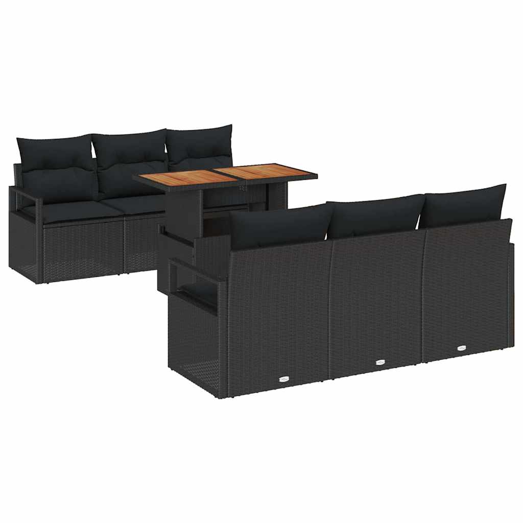 Tuin Sofa Set met kussen 7 pcs Zwart is nu te koop bij PeponiXL, paradijselijk wonen!