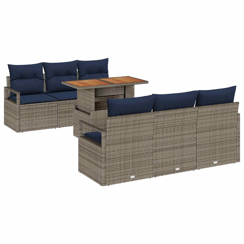 Tuin Sofa Set met kussen 7 pcs grijs en marineblauw is nu te koop bij PeponiXL, paradijselijk wonen!