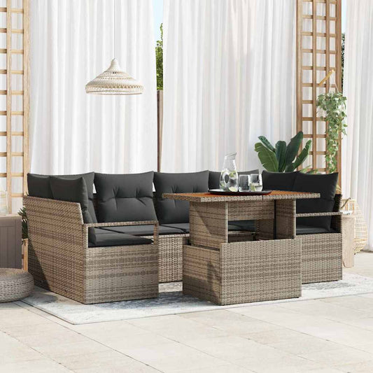 Tuin Sofa Set met kussen 7 pcs Grijs is nu te koop bij PeponiXL, paradijselijk wonen!