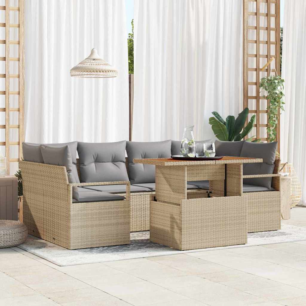 Tuin Sofa Set met kussen 7 pcs beige en lichtgrijs is nu te koop bij PeponiXL, paradijselijk wonen!