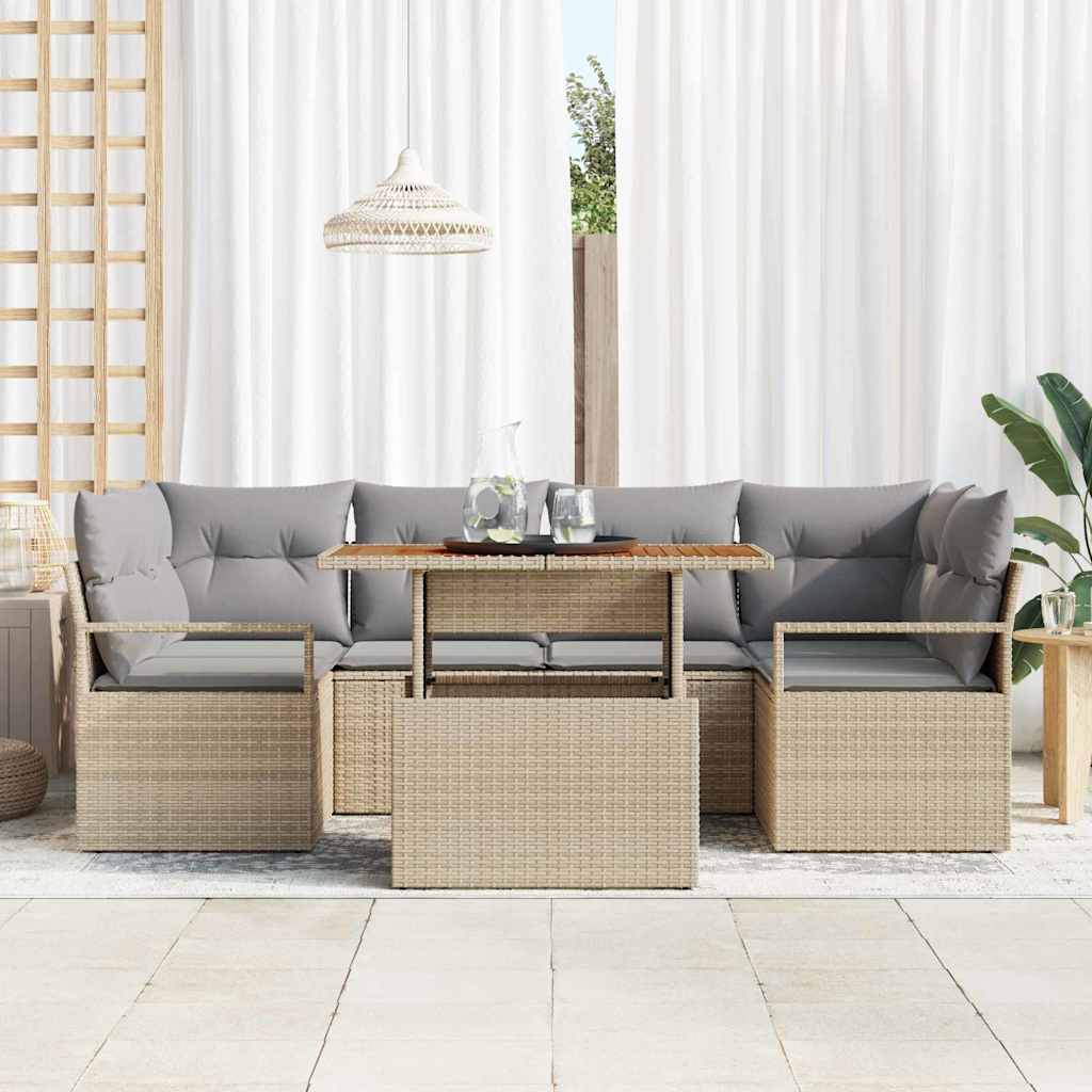 Tuin Sofa Set met kussen 7 pcs beige en lichtgrijs is nu te koop bij PeponiXL, paradijselijk wonen!