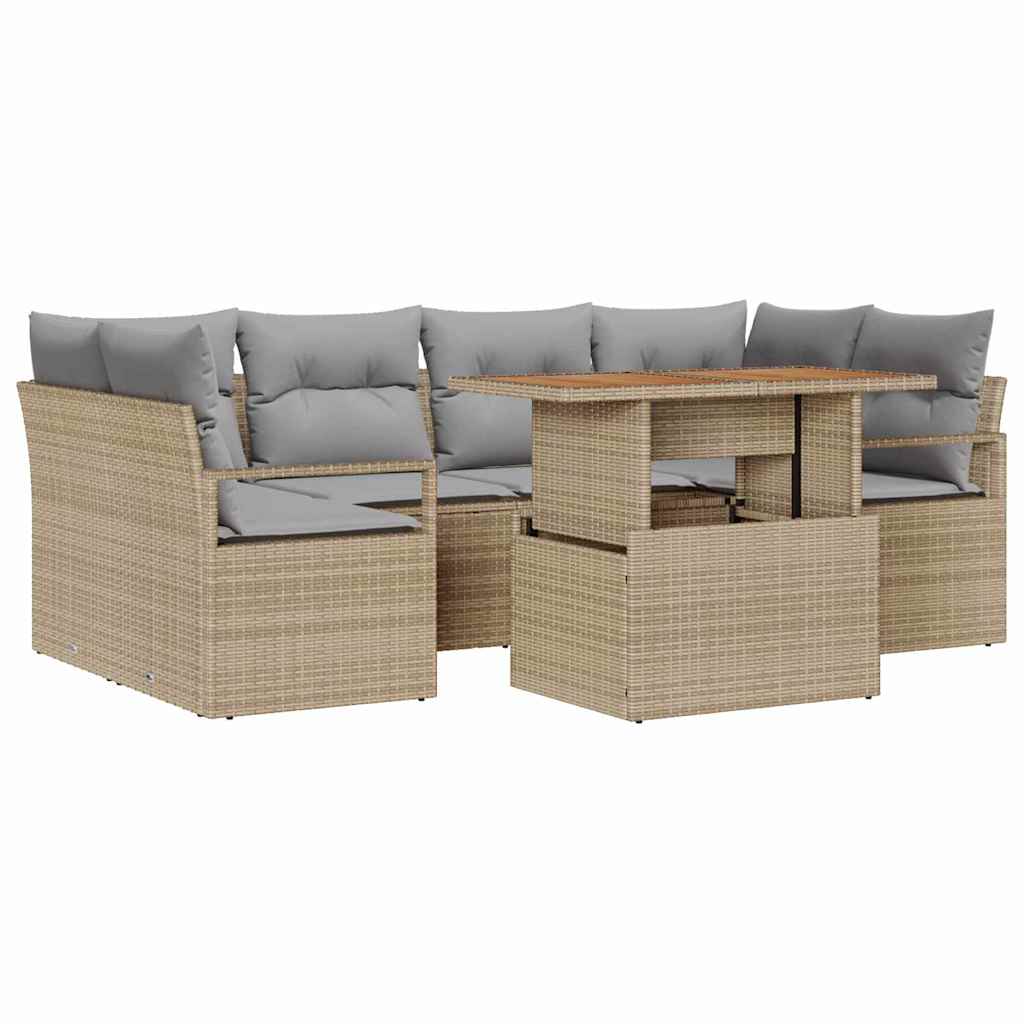 Tuin Sofa Set met kussen 7 pcs beige en lichtgrijs is nu te koop bij PeponiXL, paradijselijk wonen!