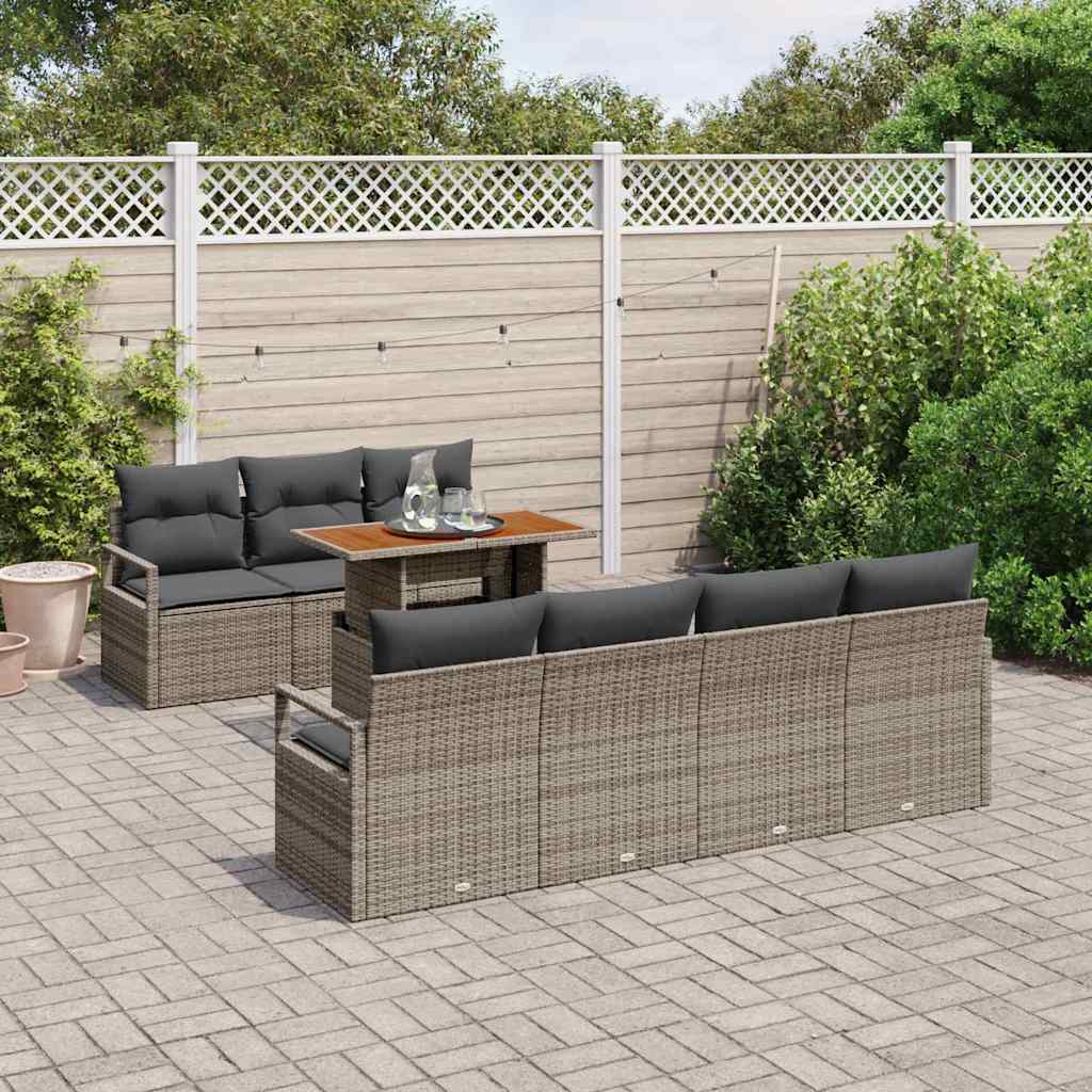 Tuin Sofa Set met kussen met kussen 8 pcs Grijs en Bruin is nu te koop bij PeponiXL, paradijselijk wonen!