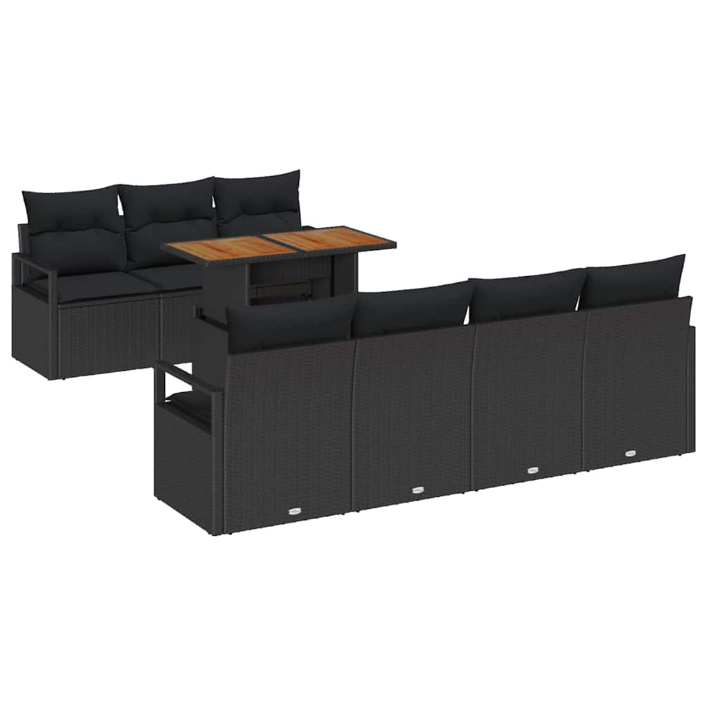Tuin Sofa Set met kussen met kussen 8 pcs Zwart en Bruin is nu te koop bij PeponiXL, paradijselijk wonen!