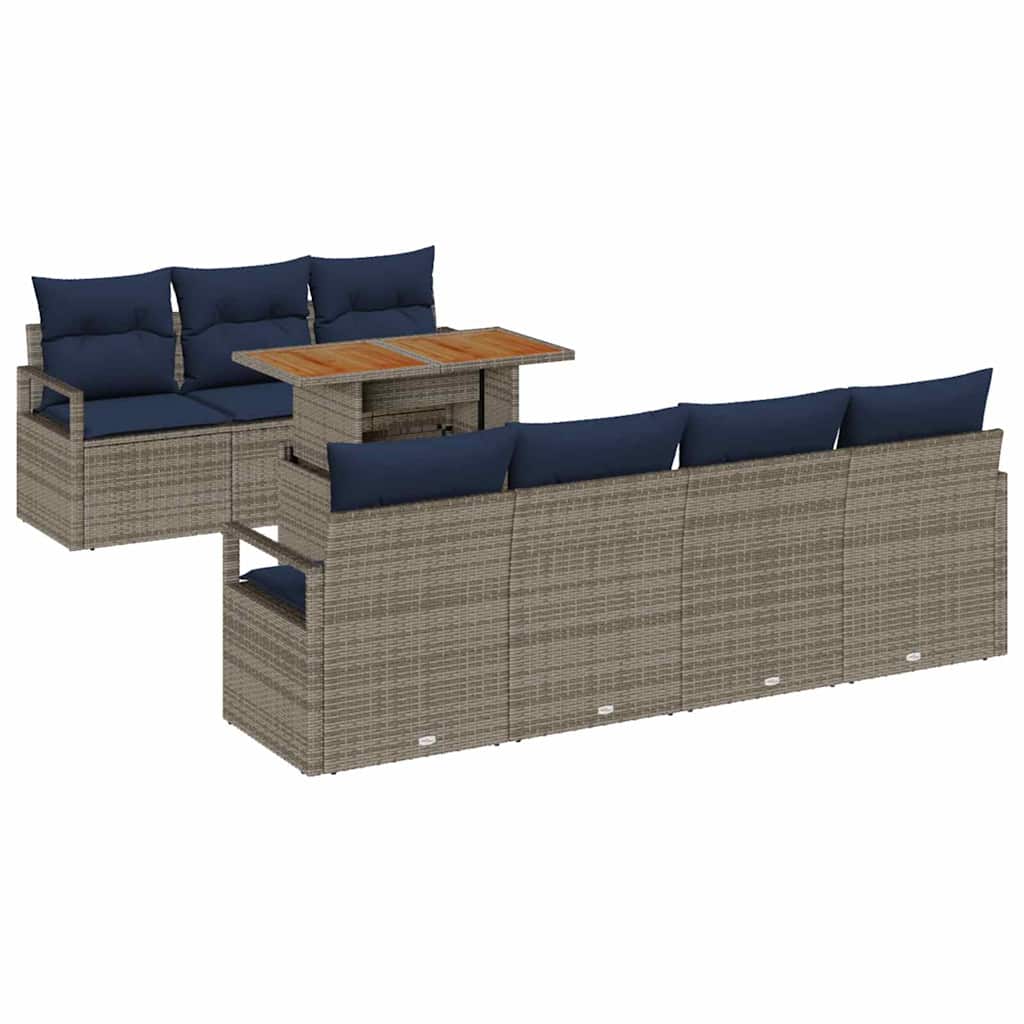 Tuin Sofa Set met kussen met kussen 8 pcs Grijs en Blauw is nu te koop bij PeponiXL, paradijselijk wonen!