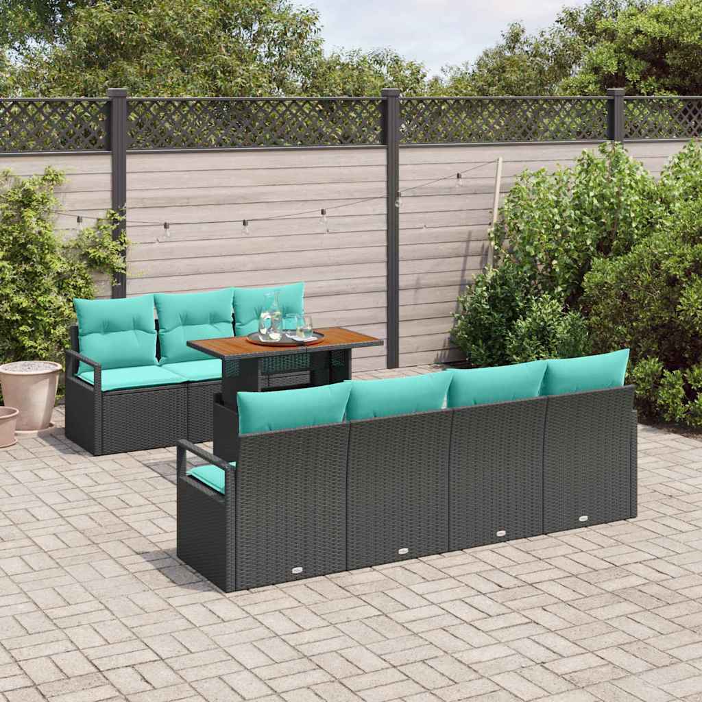 Tuin Sofa Set met kussen met kussen 8 pcs Zwart en Blauwgroen is nu te koop bij PeponiXL, paradijselijk wonen!