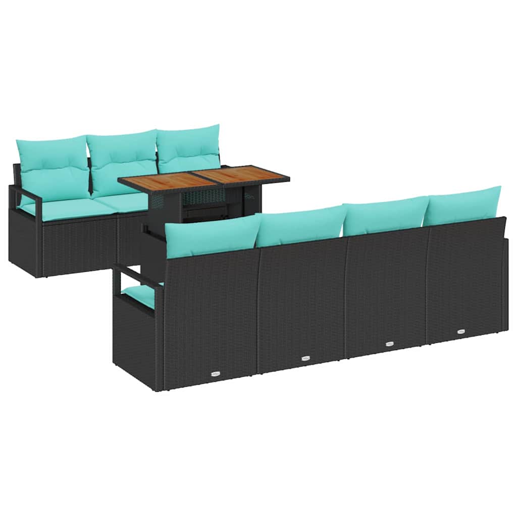 Tuin Sofa Set met kussen met kussen 8 pcs Zwart en Blauwgroen is nu te koop bij PeponiXL, paradijselijk wonen!