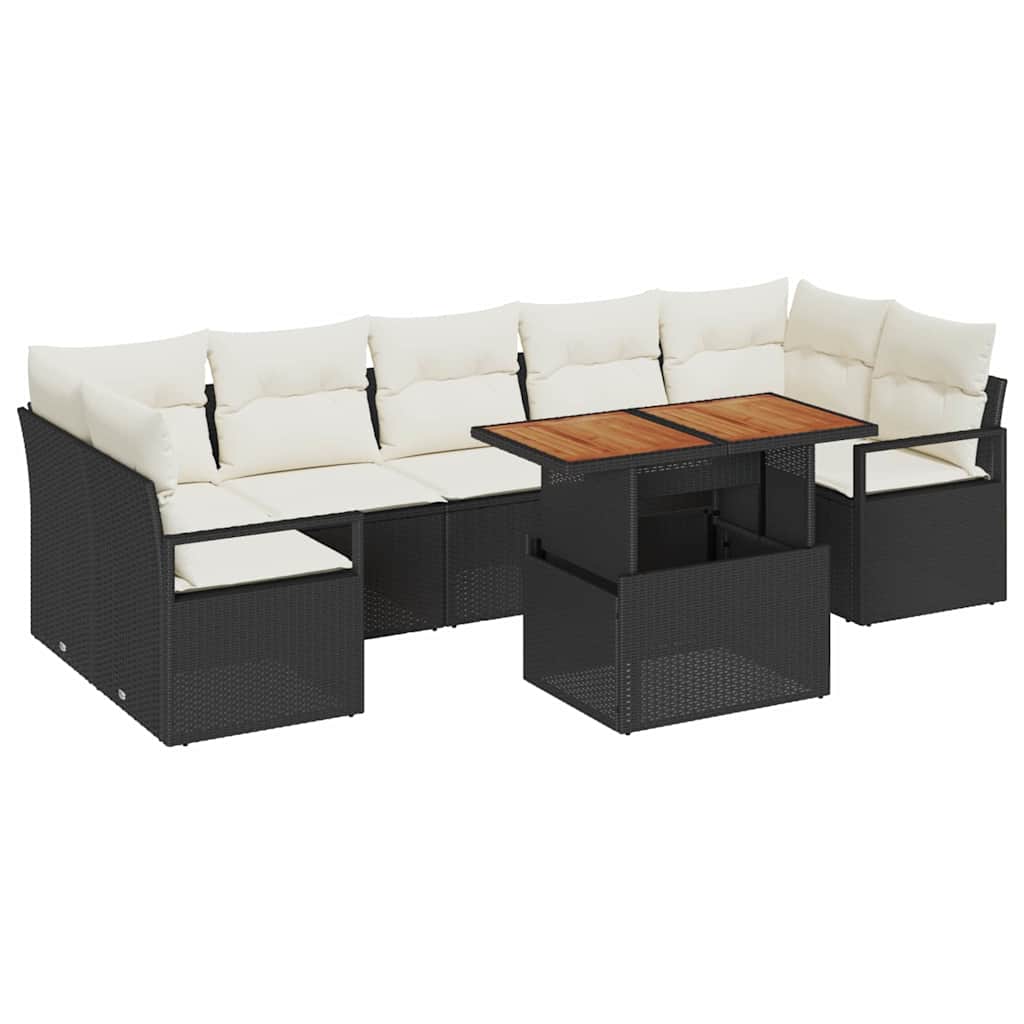 Tuin Sofa Set met kussen met kussen 8 pcs Zwart en Crème is nu te koop bij PeponiXL, paradijselijk wonen!