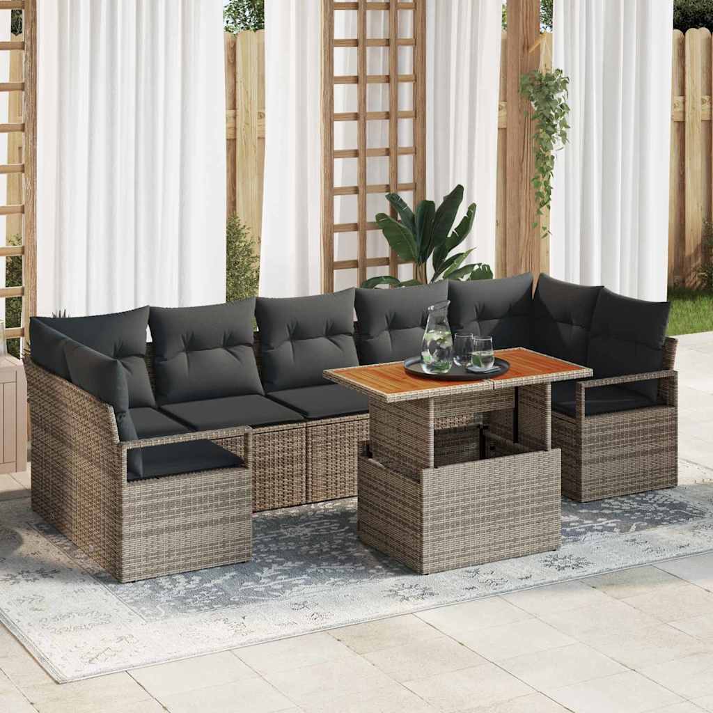 Tuin Sofa Set met kussen 8 pcs Grijs en Bruin is nu te koop bij PeponiXL, paradijselijk wonen!