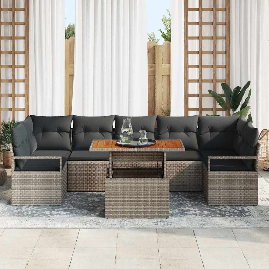 Tuin Sofa Set met kussen 8 pcs Grijs en Bruin is nu te koop bij PeponiXL, paradijselijk wonen!