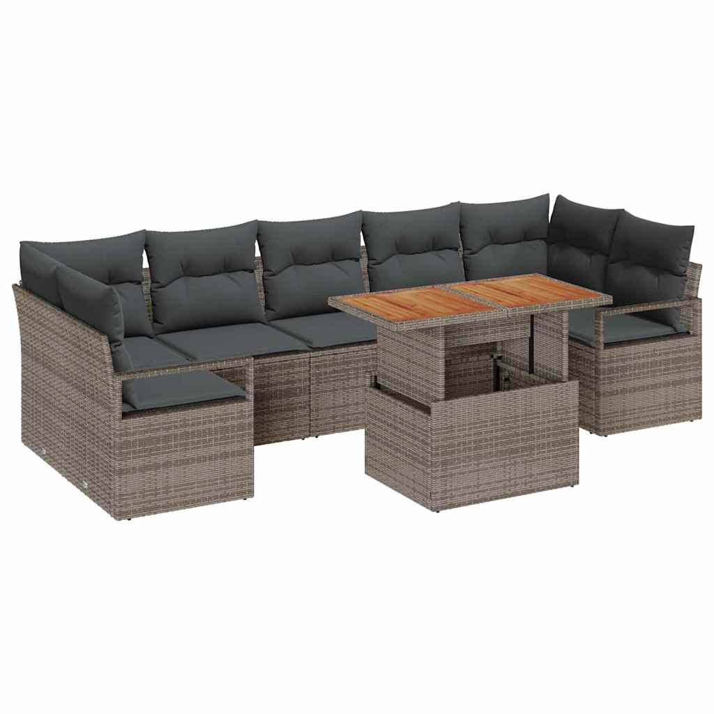 Tuin Sofa Set met kussen 8 pcs Grijs en Bruin is nu te koop bij PeponiXL, paradijselijk wonen!