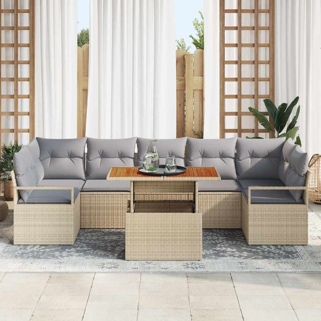 Tuin Sofa Set met kussen met kussen 8 pcs Beige en Grijs is nu te koop bij PeponiXL, paradijselijk wonen!