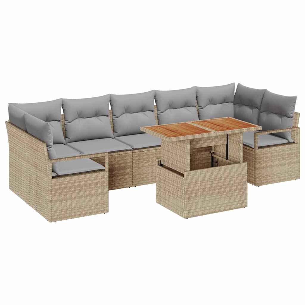 Tuin Sofa Set met kussen met kussen 8 pcs Beige en Grijs is nu te koop bij PeponiXL, paradijselijk wonen!
