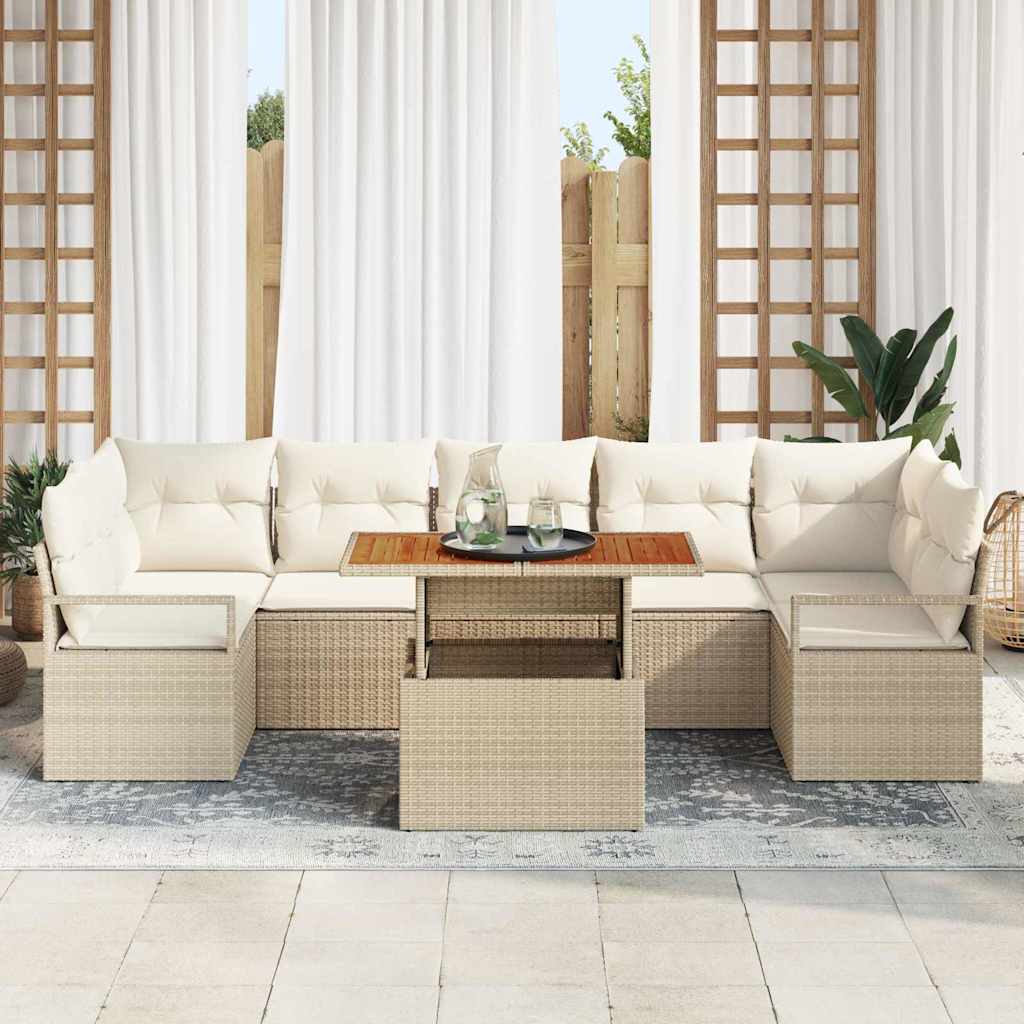 Tuin Sofa Set met kussen 8 pcs Beige en Crème is nu te koop bij PeponiXL, paradijselijk wonen!