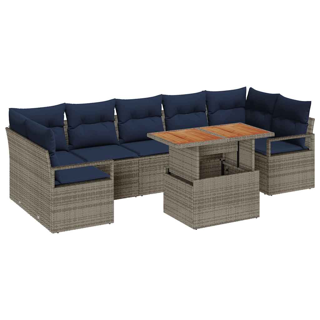 Tuin Sofa Set met kussen 8 pcs Grijs en Marineblauw is nu te koop bij PeponiXL, paradijselijk wonen!