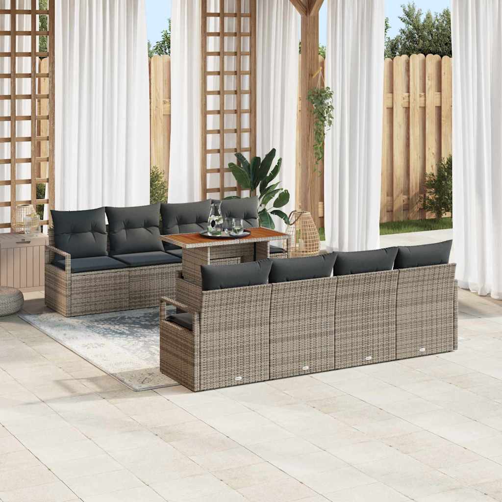 Tuin Sofa Set met kussen met kussen 9 pcs Grijs en Bruin is nu te koop bij PeponiXL, paradijselijk wonen!