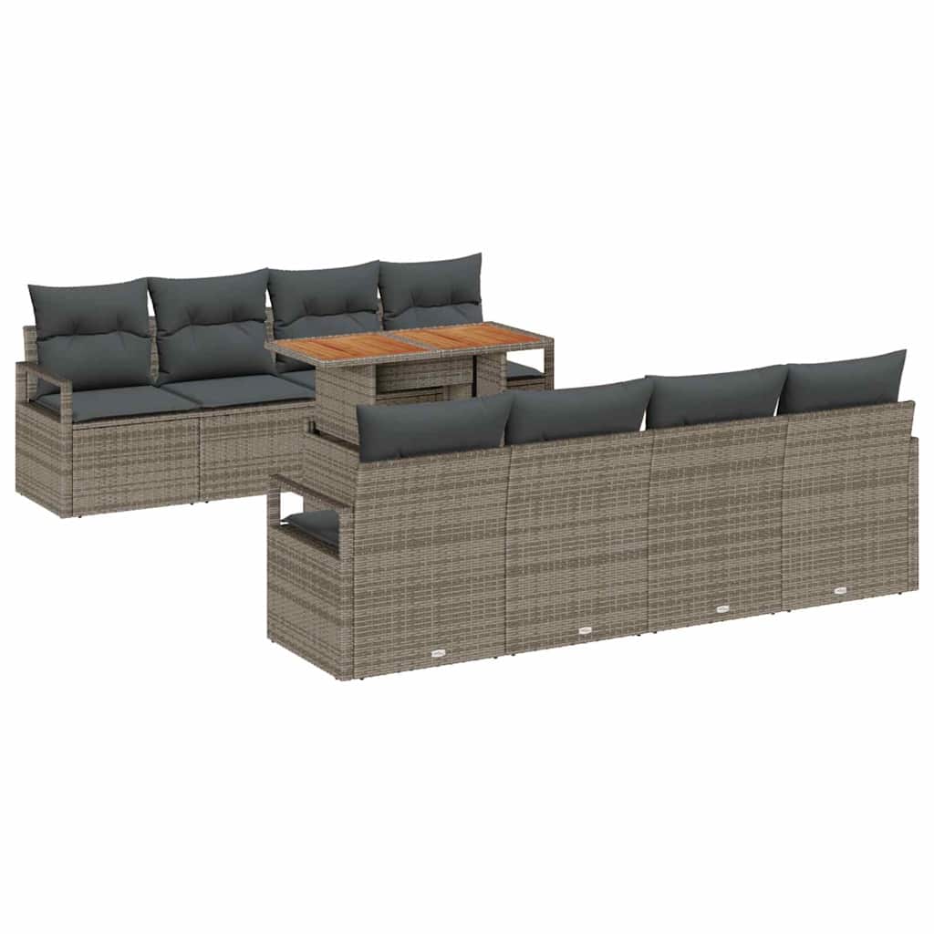 Tuin Sofa Set met kussen met kussen 9 pcs Grijs en Bruin is nu te koop bij PeponiXL, paradijselijk wonen!