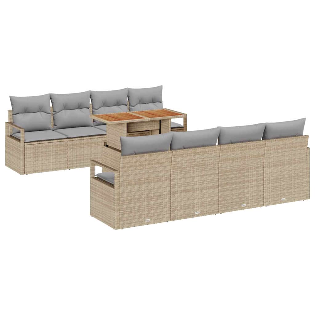 Tuin Sofa Set met kussen met kussen 9 pcs Beige en Grijs is nu te koop bij PeponiXL, paradijselijk wonen!