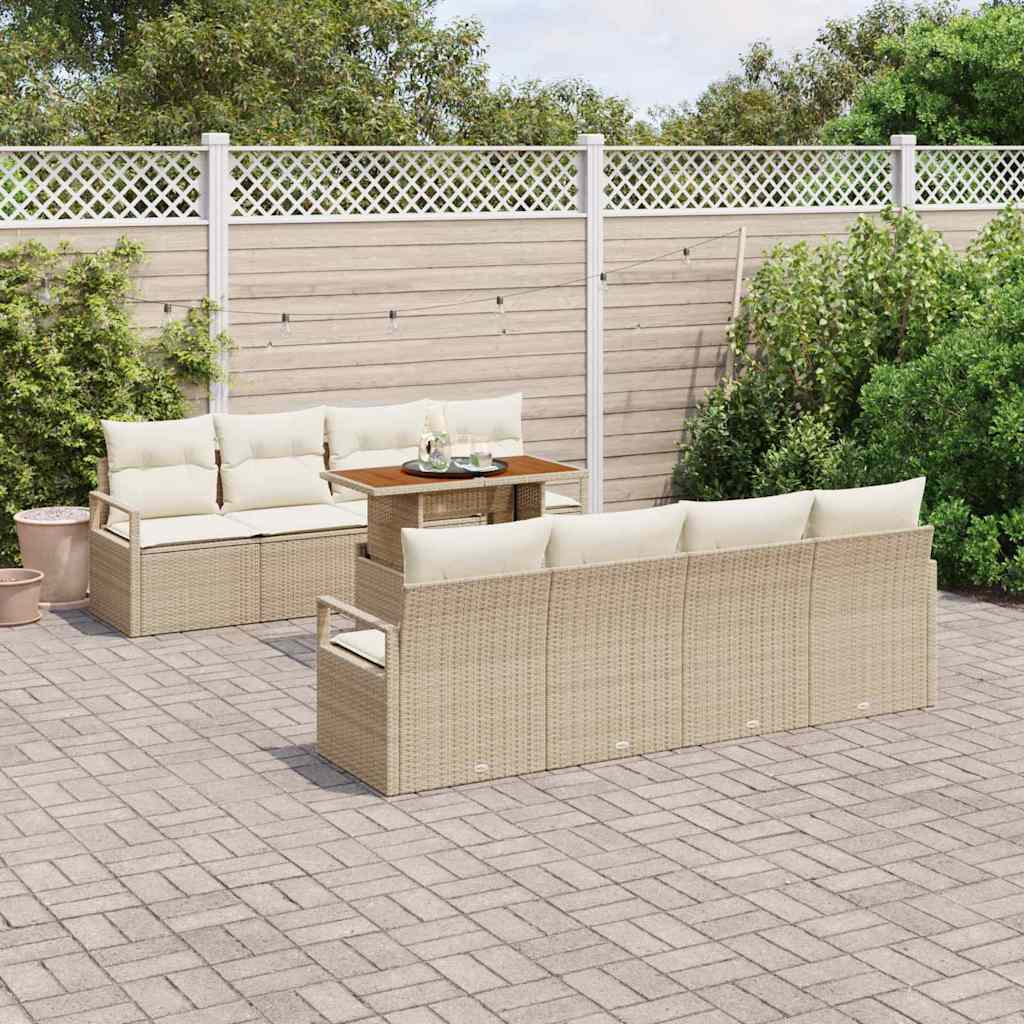 Tuin Sofa Set met kussen met kussen 9 pcs Beige en Crème is nu te koop bij PeponiXL, paradijselijk wonen!