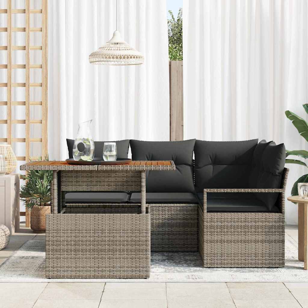 Tuin Eetset met kussen 5 pcs Grijs en Bruin is nu te koop bij PeponiXL, paradijselijk wonen!