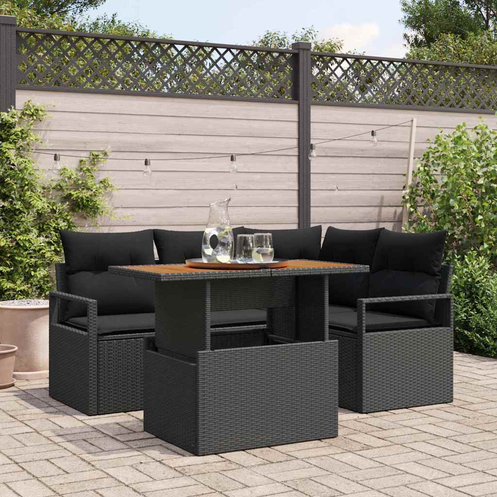 Tuin Eetset met kussen 5 pcs Zwart en Bruin is nu te koop bij PeponiXL, paradijselijk wonen!