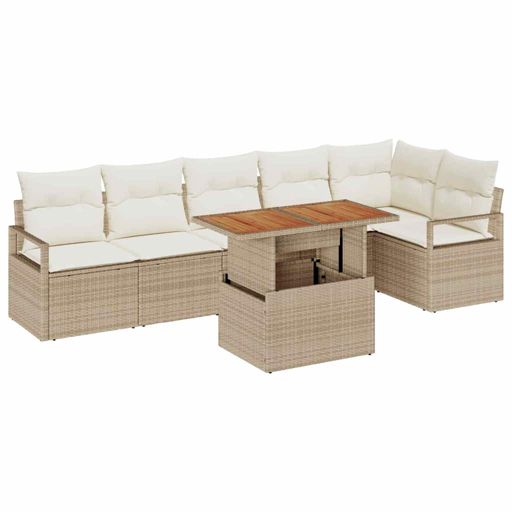 Tuin Eetset met kussen 7 pcs Beige en Crème is nu te koop bij PeponiXL, paradijselijk wonen!