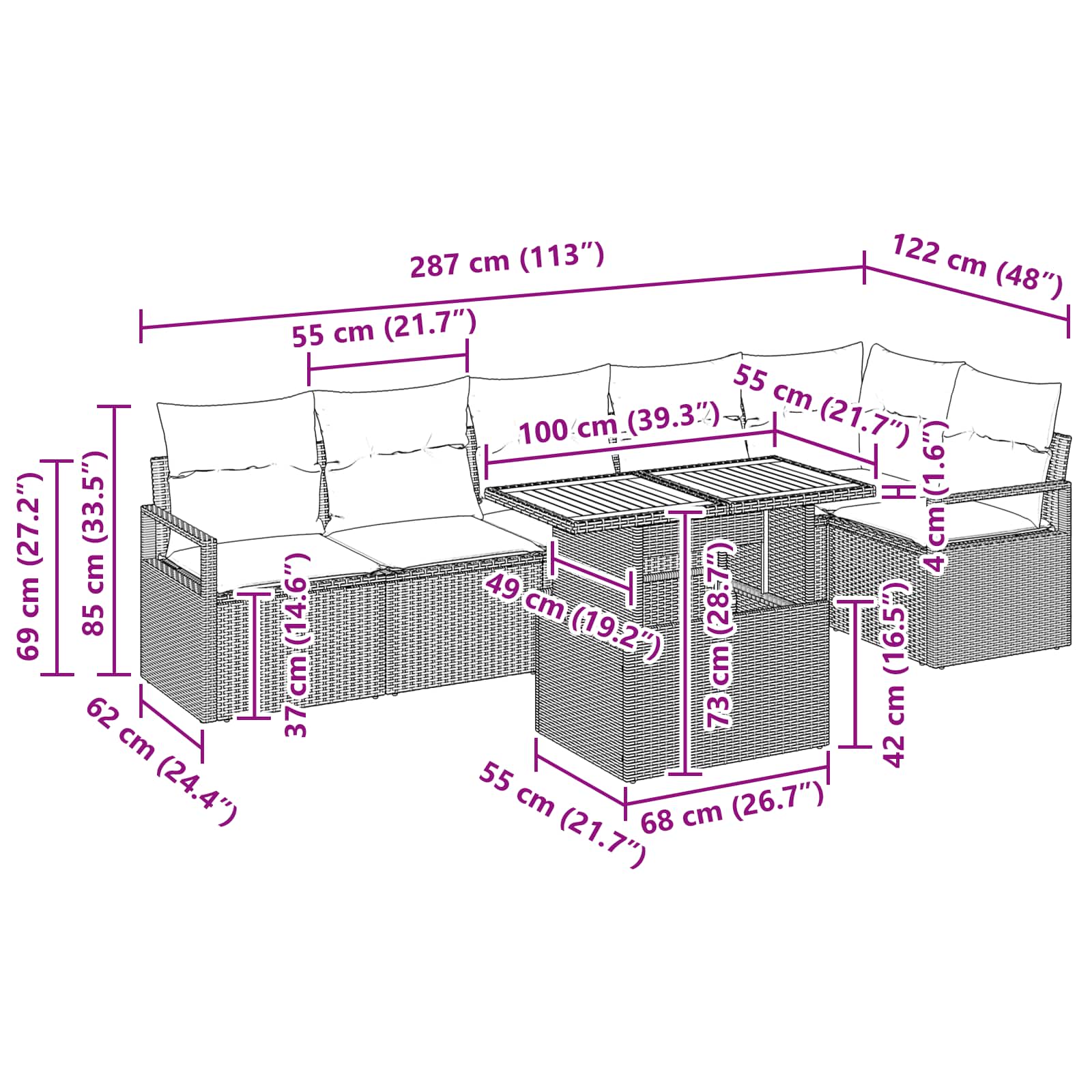 Tuin Eetset met kussen 7 pcs Zwart en Blauwgroen is nu te koop bij PeponiXL, paradijselijk wonen!