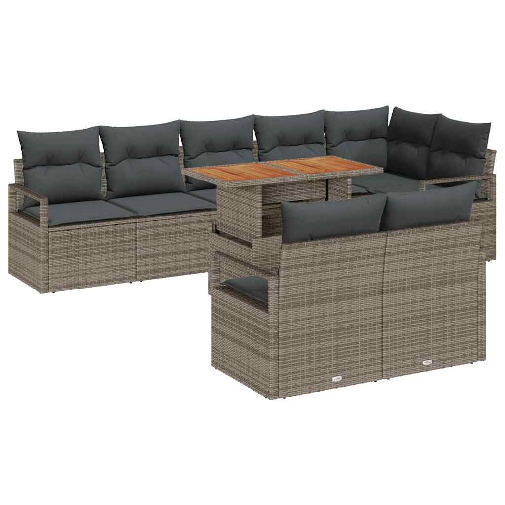 Tuin Sofa Set met kussen met kussen 9 pcs Grijs en Bruin is nu te koop bij PeponiXL, paradijselijk wonen!