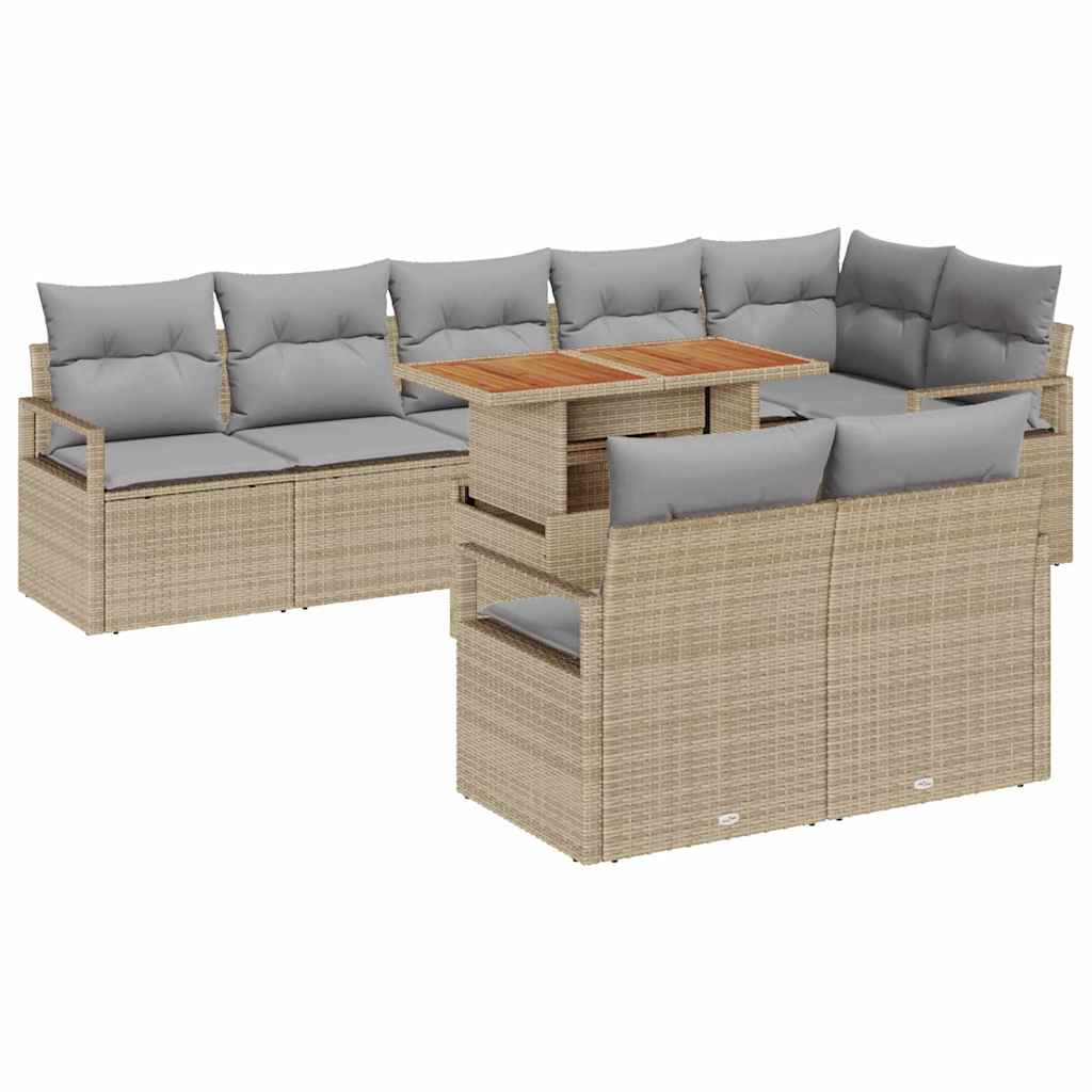 Tuin Sofa Set met kussen met kussen 9 pcs Beige en Grijs is nu te koop bij PeponiXL, paradijselijk wonen!
