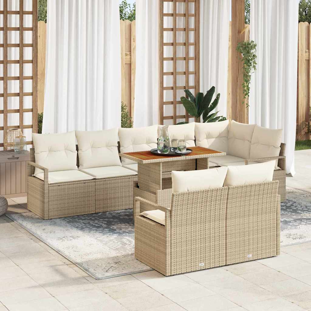 Tuin Sofa Set met kussen met kussen 9 pcs Beige en Crème is nu te koop bij PeponiXL, paradijselijk wonen!