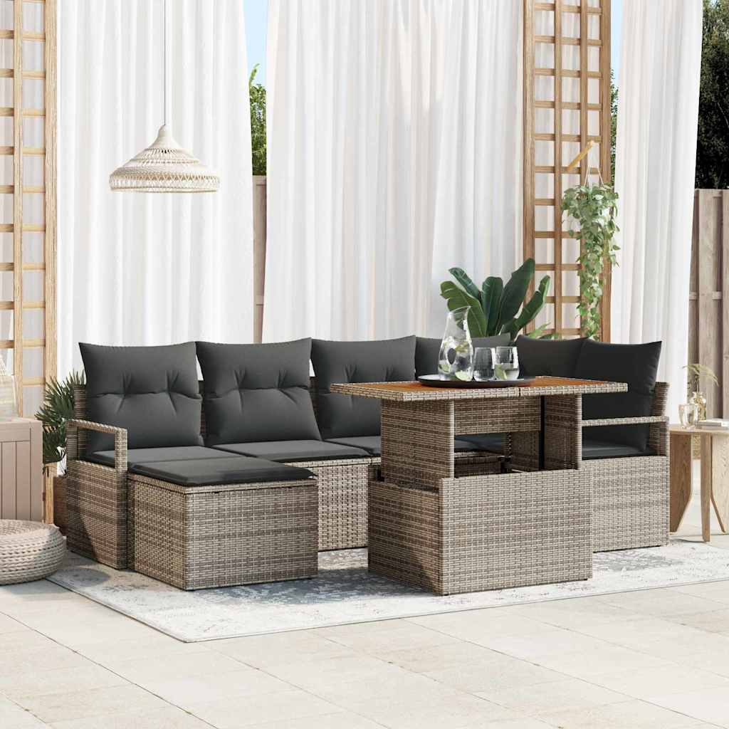 Tuin Eetset met kussen 7 pcs Grijs en Bruin is nu te koop bij PeponiXL, paradijselijk wonen!