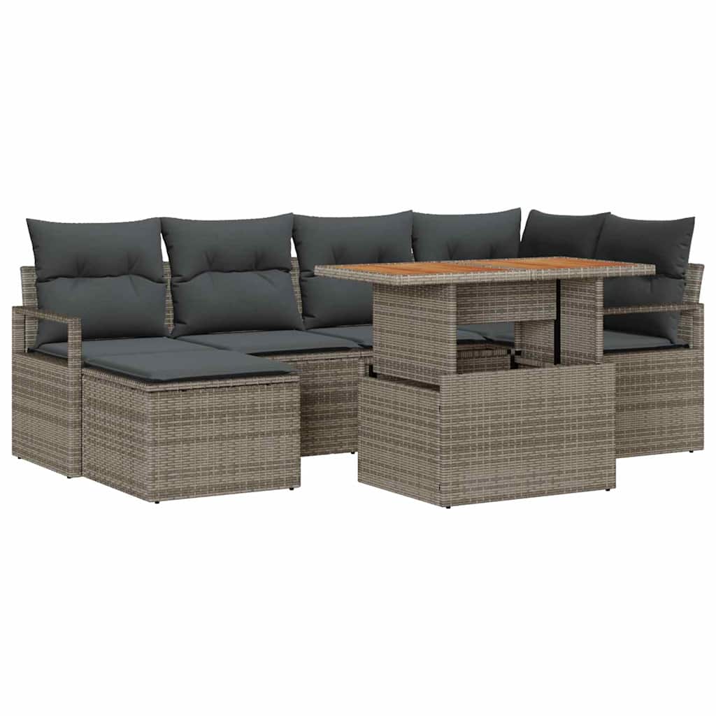 Tuin Eetset met kussen 7 pcs Grijs en Bruin is nu te koop bij PeponiXL, paradijselijk wonen!
