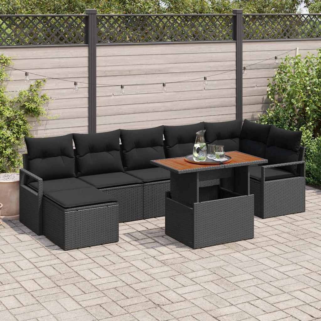 Tuin Eetset met kussen 8 pcs Zwart en Bruin is nu te koop bij PeponiXL, paradijselijk wonen!