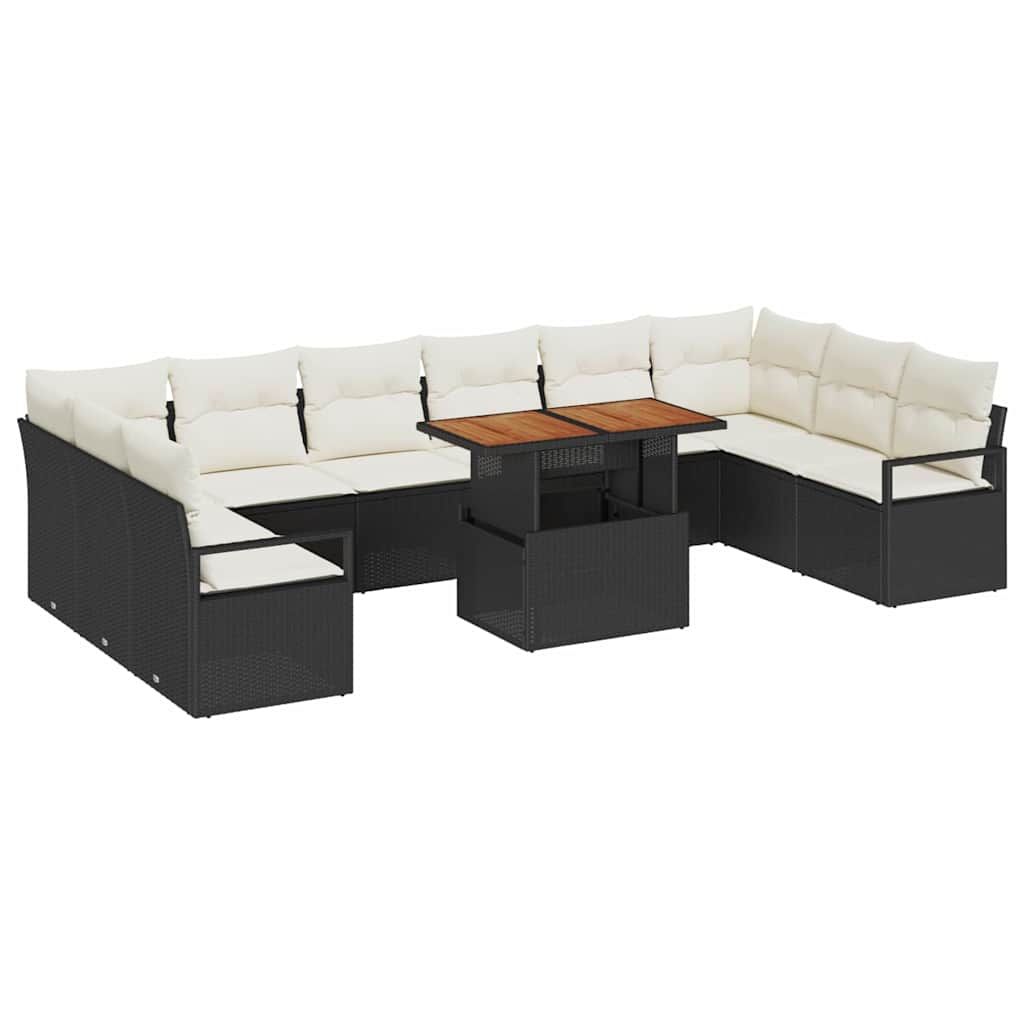 Tuin Sofa Set met kussen 11 pcs Zwart en Crème is nu te koop bij PeponiXL, paradijselijk wonen!