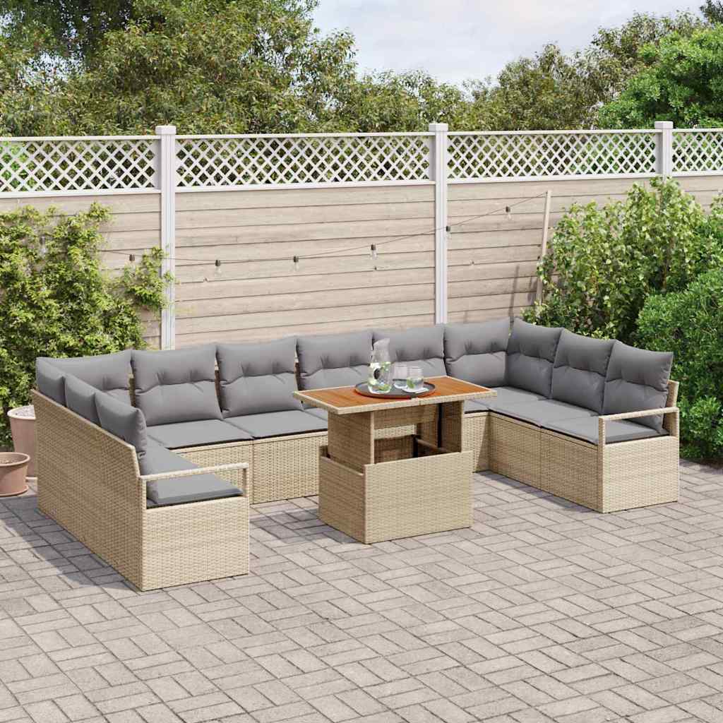 Tuin Sofa Set met kussen 11 pcs Beige en Grijs is nu te koop bij PeponiXL, paradijselijk wonen!